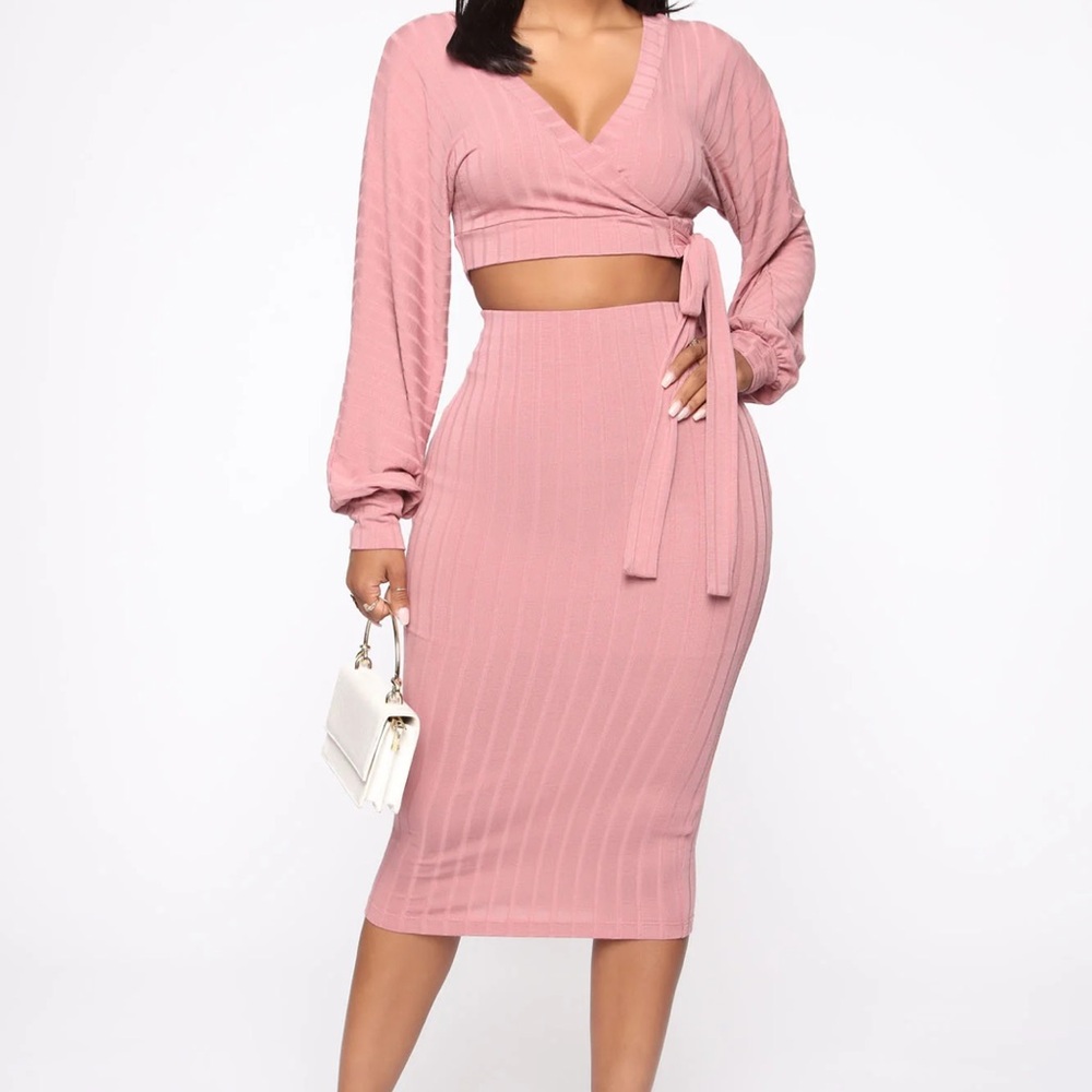 Fashion Nova Ribbed Skirt Set